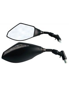 Spiegels met LED knipperlicht Zwart set
