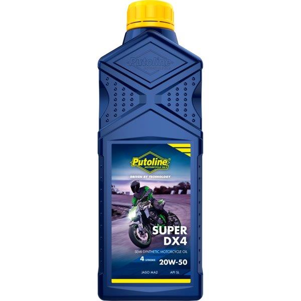 Putoline 1 liter Super DX4 20W-50 semi-synthetische 4-takt motorfietsolie