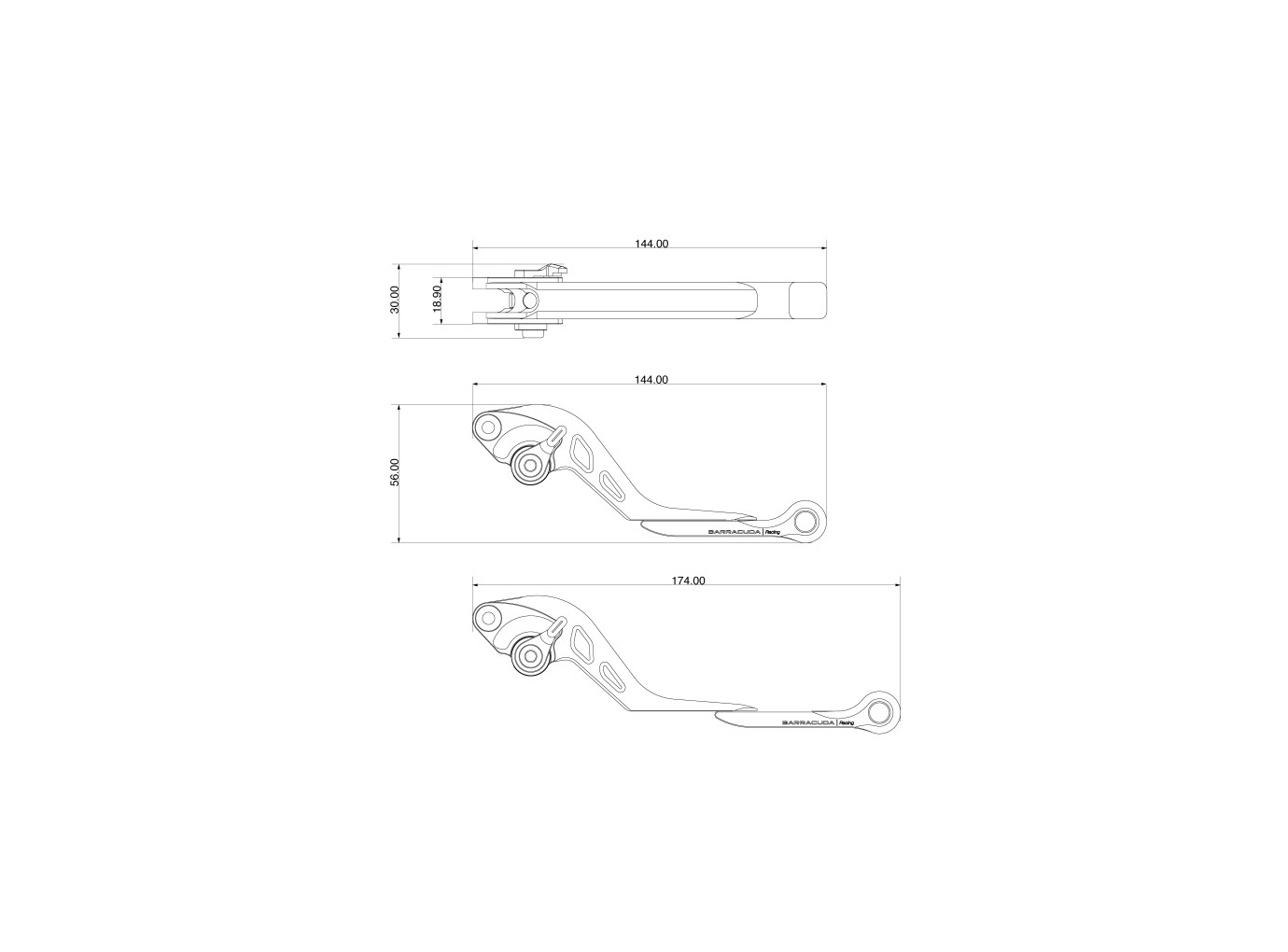 Barracuda rem- en koppelingshendelset KTM 200 Duke van 2013-2021