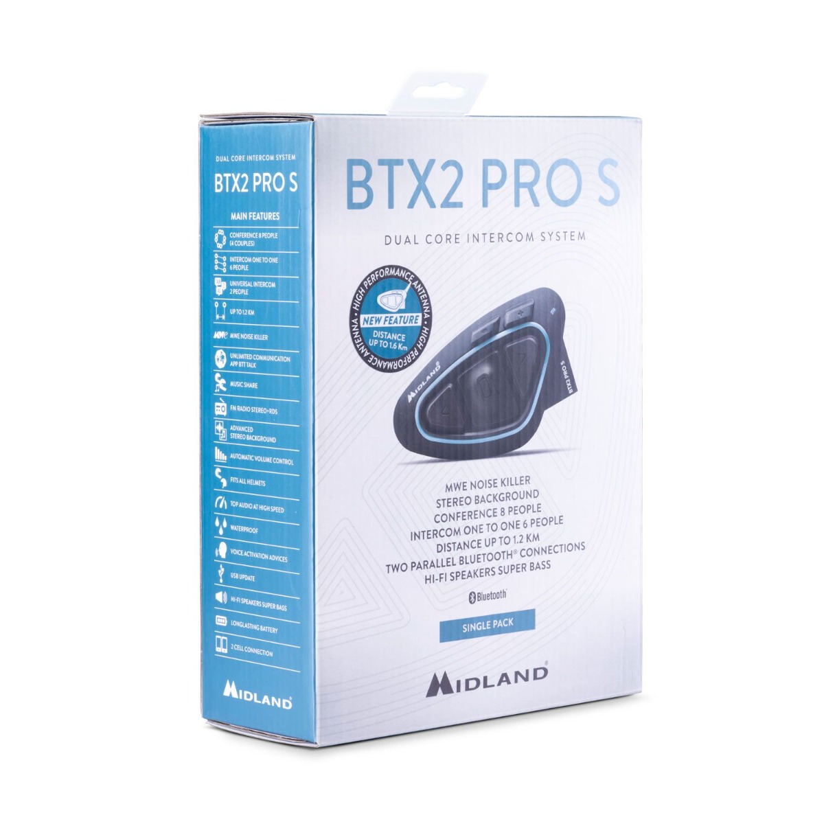Midland BTX2 Pro S LR Single motorfiets intercomsysteem