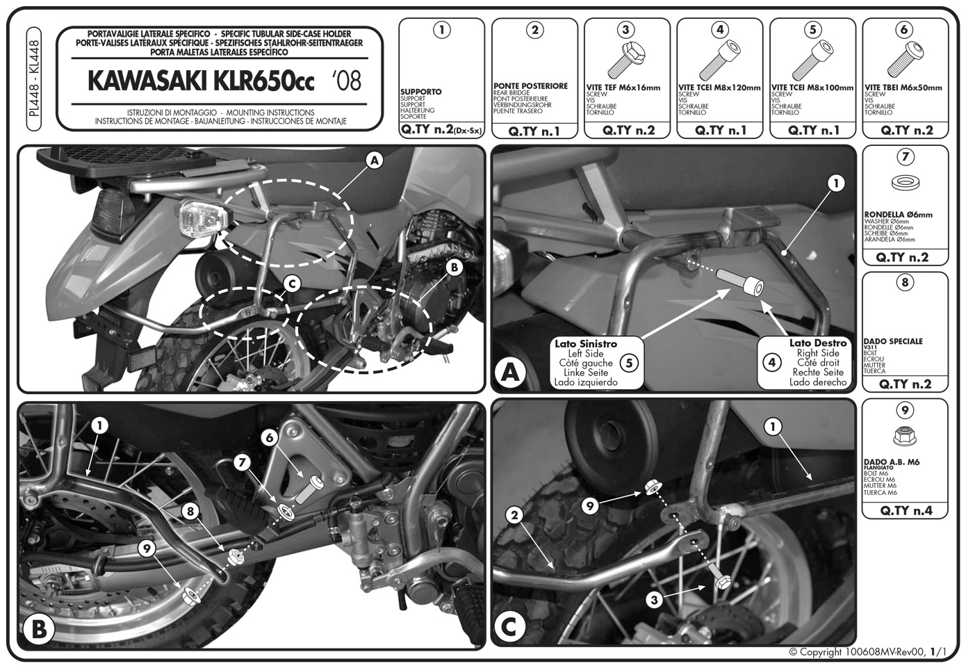Givi PL448 Monokey  Zijkofferrek Kawasaki KLR 650 Enduro 2007-2021